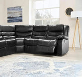 Roma Leather Recliner Corner Sofa Black